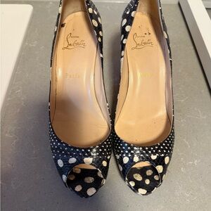 Christian Louboutin Black and White Polka Dot Heels